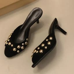 Novelty Thin Heels Peep Toes Sandalias De Mujer Crystal Square Toes Slip On Woman Slippers Solid Patent Leather Zapatos Mujer 42
