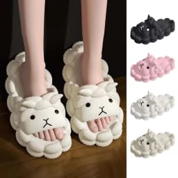 Cute Sheep Women's Slippers Soft Thick Sole Pvc Bathroom Slipper Cartoon Printed Anti Slip Couples Home Slippers