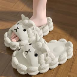 Cute Sheep Women's Slippers Soft Thick Sole Pvc Bathroom Slipper Cartoon Printed Anti Slip Couples Home Slippers
