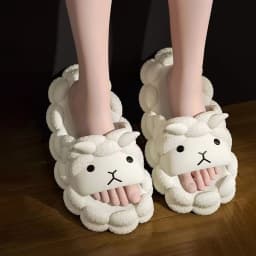 Cute Sheep Women's Slippers Soft Thick Sole Pvc Bathroom Slipper Cartoon Printed Anti Slip Couples Home Slippers