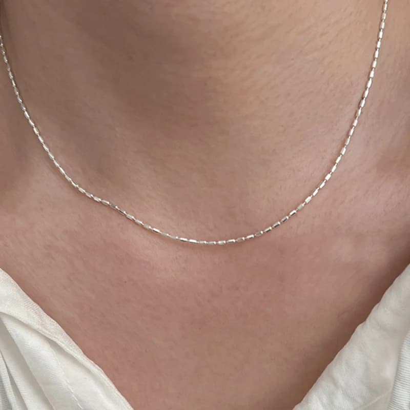 925 Sterling Silver Necklace With Simple Geometric Bead Choker Shiny And Delicate Collarbone Chain For Women's Fashion Jewellery