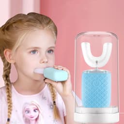U-shaped Sonic Electric Toothbrush for Adults Children 360° Automatic Silicone Tooth Brushes USB Charging Blue Light Waterproof
