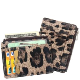 Leopard Pattern Multi Slot Card Sleeve PU Leather Credit Card Holder Id Holder Badge Holder Bus Card Case
