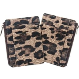 Leopard Pattern Multi Slot Card Sleeve PU Leather Credit Card Holder Id Holder Badge Holder Bus Card Case