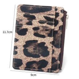Leopard Pattern Multi Slot Card Sleeve PU Leather Credit Card Holder Id Holder Badge Holder Bus Card Case