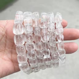 JD Natural Stone Rock Quartz Irregular Square Bead Bracelet Women Reiki Healing Crystal Stretch Bangles Yoga Jewelry Female