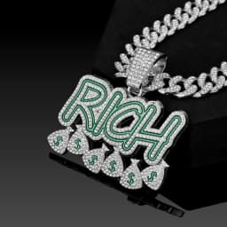 Hip Hop Men Women Become Rich Money Bag Pendant Necklace，With 13mm Miami Cuban Link Chain Necklaces Trendy Dollar Sign Neck Wear