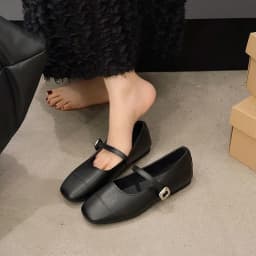 New style of retro soft leather Mary Jane women's shoes elegant French style small buckle flat sole fashionable single shoes2025