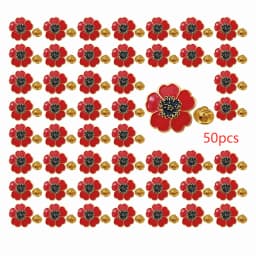 Memorial Day Poppy Pins Veterans Day Flower Enamel Lapel Pin 1", Souvenir For Men Women Clothes Bags Hats