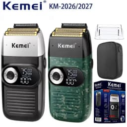 Kemei KM-2026 KM-2027 2 In 1 Rechargeable Electric Shaver LCD Reciprocating Razor For Men USB Charging Beard Trimmer
