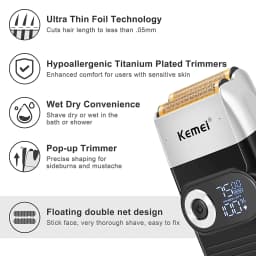 Kemei KM-2026 KM-2027 2 In 1 Rechargeable Electric Shaver LCD Reciprocating Razor For Men USB Charging Beard Trimmer