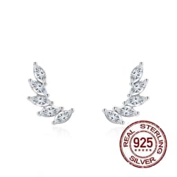 QooLady 925 Sterling Silver Trendy Cubic Zircon Wings Design Stud Earrings for Women Wedding Engagement Fine Jewelry Gifts SE024