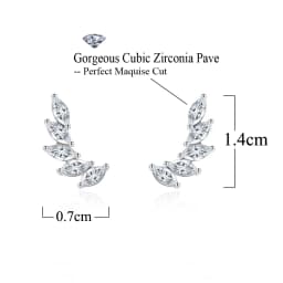 QooLady 925 Sterling Silver Trendy Cubic Zircon Wings Design Stud Earrings for Women Wedding Engagement Fine Jewelry Gifts SE024