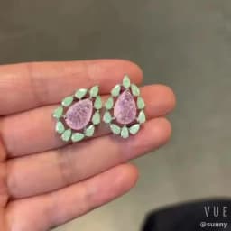 Bilincolor Fashion Cubic Zirconia Pink and Green Stud Earring for Women