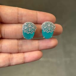 Bilincolor Fashion Cubic Zirconia Pink and Green Stud Earring for Women