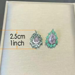 Bilincolor Fashion Cubic Zirconia Pink and Green Stud Earring for Women