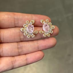 Bilincolor Fashion Cubic Zirconia Pink and Green Stud Earring for Women