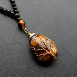 Natural Tiger's Eye Stone Tree of Life Necklace for Women And Men Jewelry Gift