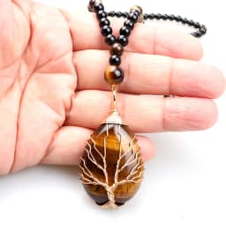 Natural Tiger's Eye Stone Tree of Life Necklace for Women And Men Jewelry Gift