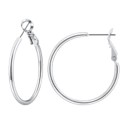Eavva Women 14K Gold Plated Hoop Earrings Lady Classic Thin Hoops with 925 Sterling Silver Post Fashion Jewelry with Gift Box