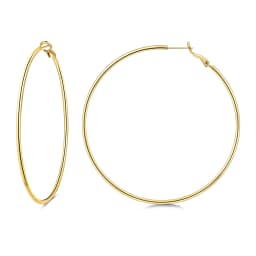 Eavva Women 14K Gold Plated Hoop Earrings Lady Classic Thin Hoops with 925 Sterling Silver Post Fashion Jewelry with Gift Box