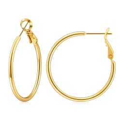 Eavva Women 14K Gold Plated Hoop Earrings Lady Classic Thin Hoops with 925 Sterling Silver Post Fashion Jewelry with Gift Box