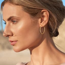Eavva Women 14K Gold Plated Hoop Earrings Lady Classic Thin Hoops with 925 Sterling Silver Post Fashion Jewelry with Gift Box