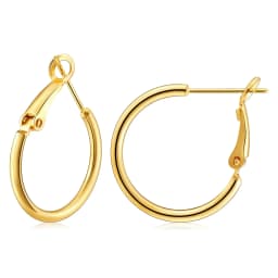 Eavva Women 14K Gold Plated Hoop Earrings Lady Classic Thin Hoops with 925 Sterling Silver Post Fashion Jewelry with Gift Box