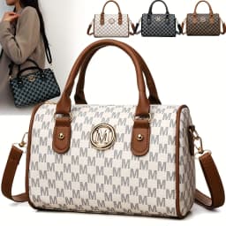 Women Alphabet Shoulder Bag with Golden "M" Logo, Synthetic Faux Leather Small Crossbody Bag for Work, Travel, Parties, and Gift