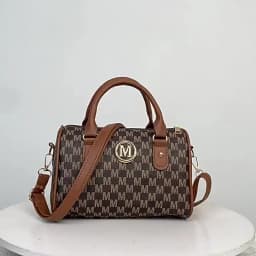 Women Alphabet Shoulder Bag with Golden "M" Logo, Synthetic Faux Leather Small Crossbody Bag for Work, Travel, Parties, and Gift
