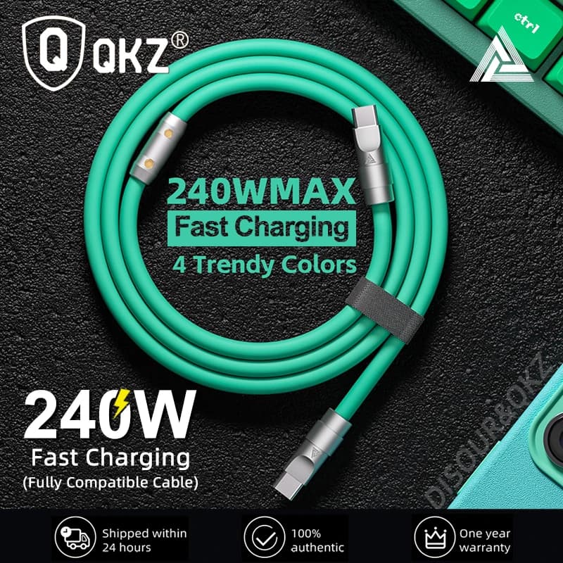 QKZ Type C 240W Super Fast Charging Cable PD 240W Flash Charging QKZ TC999 USBC Cable for Samsung iPhone 16 15Pro Xiaomi Tablet