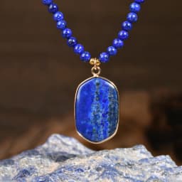 Natural Stone Lapis Round Water Drop Pendant Choker Necklace Bohemian Women's Luxury Banquet Party Handmade Jewelry