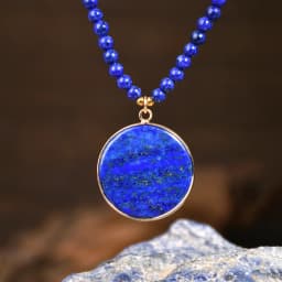 Natural Stone Lapis Round Water Drop Pendant Choker Necklace Bohemian Women's Luxury Banquet Party Handmade Jewelry