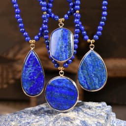 Natural Stone Lapis Round Water Drop Pendant Choker Necklace Bohemian Women's Luxury Banquet Party Handmade Jewelry