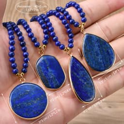 Natural Stone Lapis Round Water Drop Pendant Choker Necklace Bohemian Women's Luxury Banquet Party Handmade Jewelry