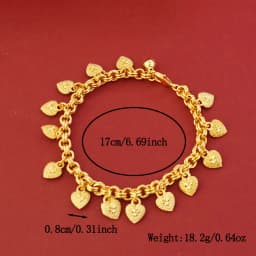 24k Gold-Plated Copper Bracelets,Heart Locket Charm Suitable For Women To Wear Wedding Party Gifts On A Daily Basis