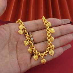 24k Gold-Plated Copper Bracelets,Heart Locket Charm Suitable For Women To Wear Wedding Party Gifts On A Daily Basis