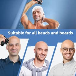 6-In-1 Electric Head Shaver for Bald Men 7 Blades Floating Razor Hair Trimmer USB Recharge LED Display Beard Shavers Waterproof