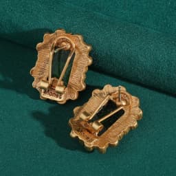 Rectangle Gold Color Green Earrings Studs Antique Relief Palace Glass Luxury Woman Elegant Wedding Charm Vintage Jewelry 2025