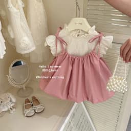 Baby Strap Dress Set Summer 2026 New Korean Girls Summer Dress Children Princess Two Piece Set Children Clothing