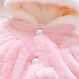 Winter Kids Jacket Newborn Girls Clothes Korean Cartoon Cute Hooded Thick Warm Fake Fur Fleece Pink Baby Tops Toddler Coat BC719