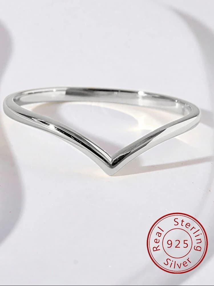 925 Sterling Silver Fashion Simplicity Classic Smooth V-shaped Ring For Women Engagement Wedding High Quality Fine Jewelry