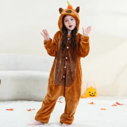 MICHLEY Carnaval Capybara Flannel Blanket Sleepers Onesie Hooded Children Costume Clothes Jumpsuit Sleepwear For Boys Girls