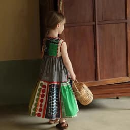 Bear Leader Summer Fashion Girls Casual Dresses Sleeveless Geometric Print Vest Dress Bohemian Style Holiday Children's Clothing