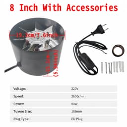 Axial Pipe Metal Blower Bathroom Fan Channel Pipe Fan 500m³/h Channel Duct Extractor Insert Exhaust Fan