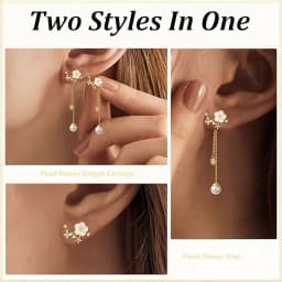 EVISPOL Elegant Floral Dangle Earrings for Women,Chic Artistic Design with 14K Golden Plated, 925 Sterling Silvery Posts Earring