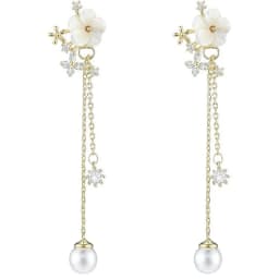 EVISPOL Elegant Floral Dangle Earrings for Women,Chic Artistic Design with 14K Golden Plated, 925 Sterling Silvery Posts Earring