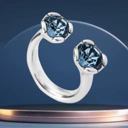 Summer New Elegant Lady Style Quadrilateral Blue Crystal Open Ring, Women's Accessories, Friends' Party Gifts