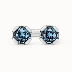 Summer New Elegant Lady Style Quadrilateral Blue Crystal Open Ring, Women's Accessories, Friends' Party Gifts