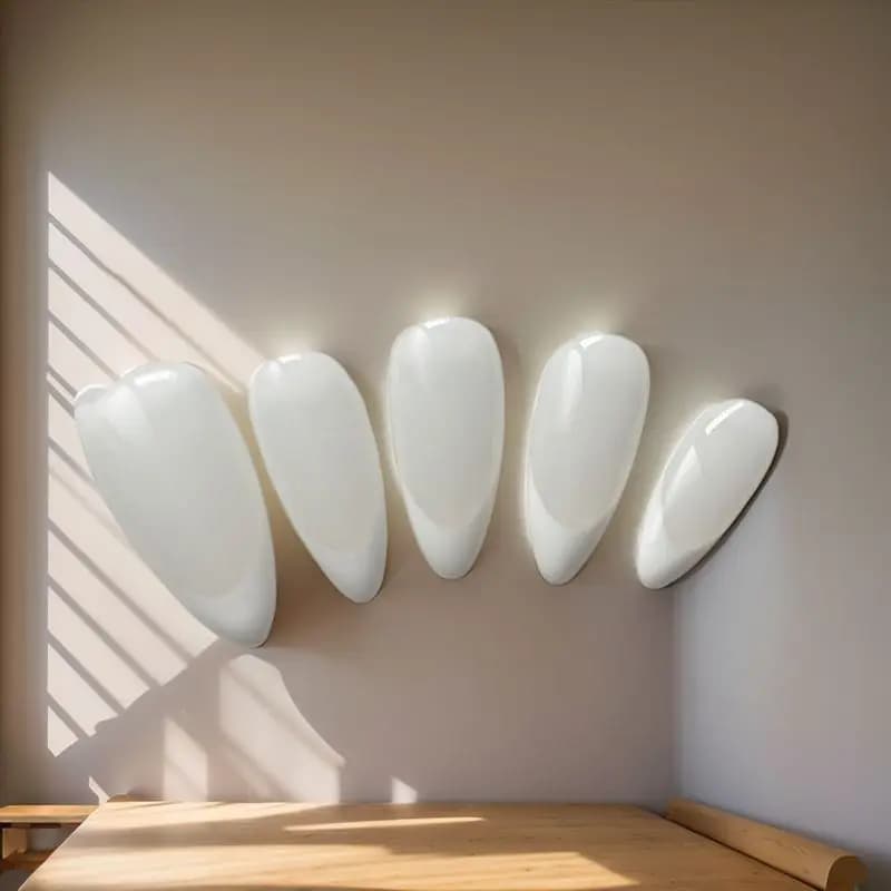 10PCS Handmade White French Press on Nails Almond Fake Nails